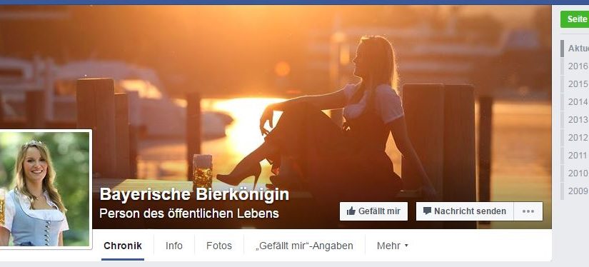 Marlene Speck (Bierkönigin 2015) gratuliert auf facebook